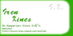 iren kincs business card